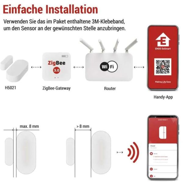 EMOS H5021 GoSmart Tür- Fenstersensor IP-2011Z, ZigBee, weiß (3069052020 )