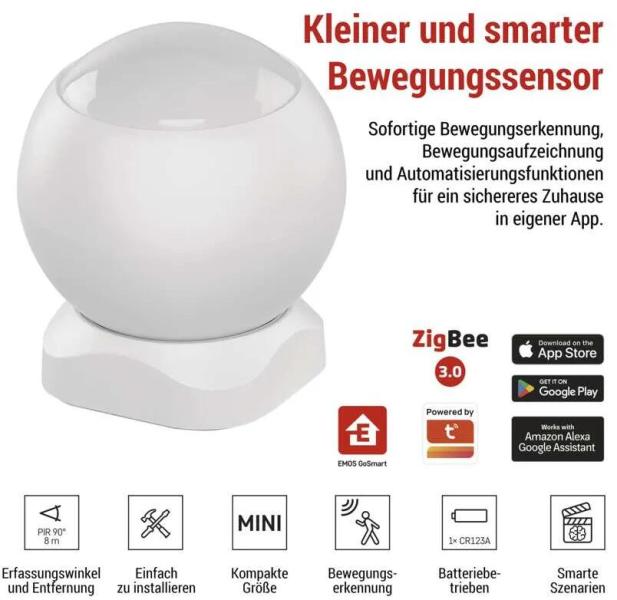 EMOS H5020 GoSmart PIR Bewegungssensor IP-2210Z, IP20, ZigBee, weiß (3069052010 )