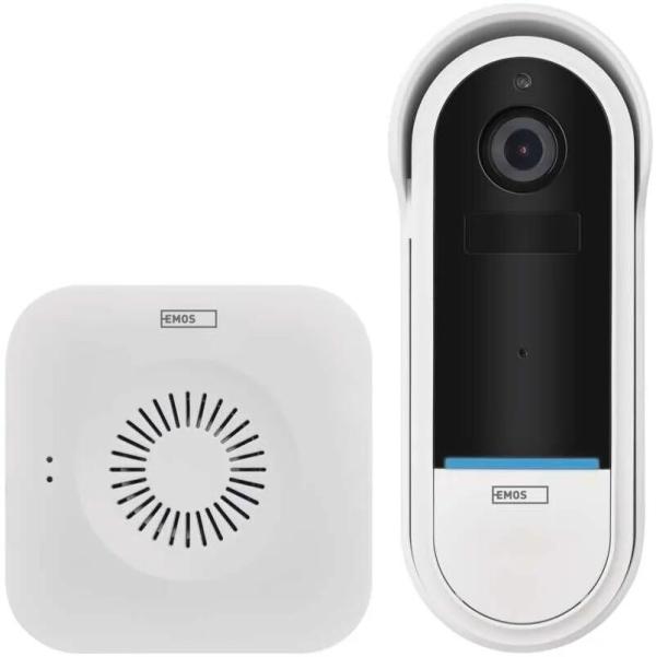 EMOS H4032 GoSmart drahtlose Video-Türklingel, IP-15S, WiFi, batteriebetrieben, weiß (3010040320 )