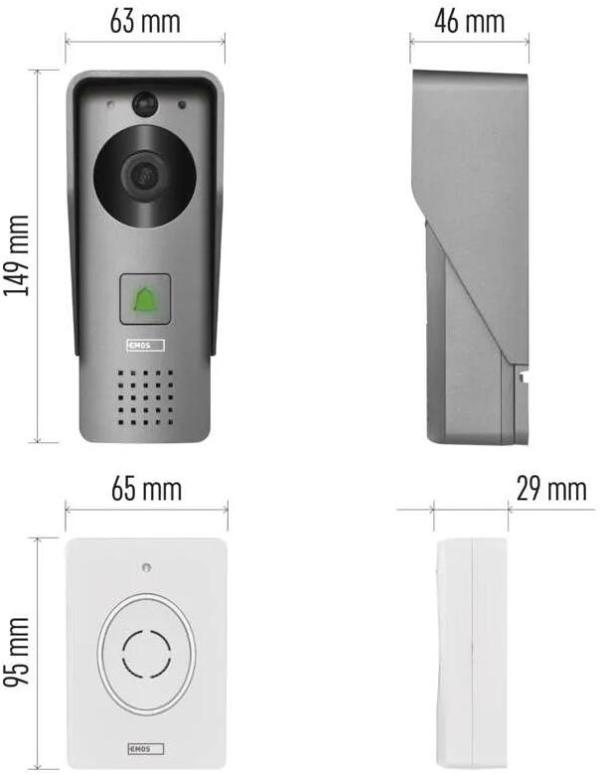 EMOS H4031 GoSmart drahtlose Video-Türklingel, IP-09C, WiFi, grau (3010040310)