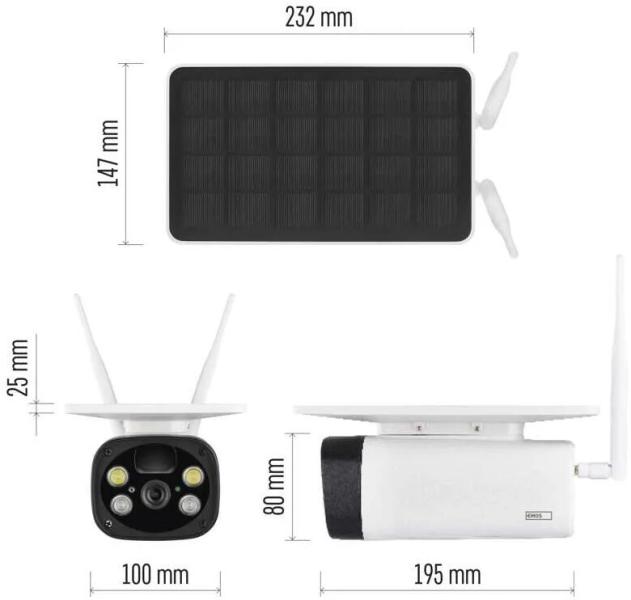 EMOS H4056 GoSmart Outdoor IP-Kamera, Solarpanel, WiFi, IP-600 EYE, batteriebetrieben, weiß (3024040560 )