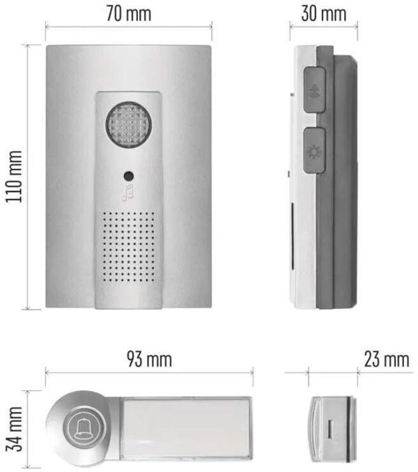 EMOS 98105 P5712 Türklingel, drahtlos, 30×70×110mm, silber (3402012000)