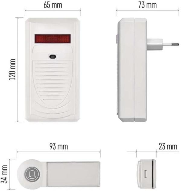 EMOS 98080S P5705 Türklingel, drahtlos, 73×65×120 mm, weiß (3402005000)