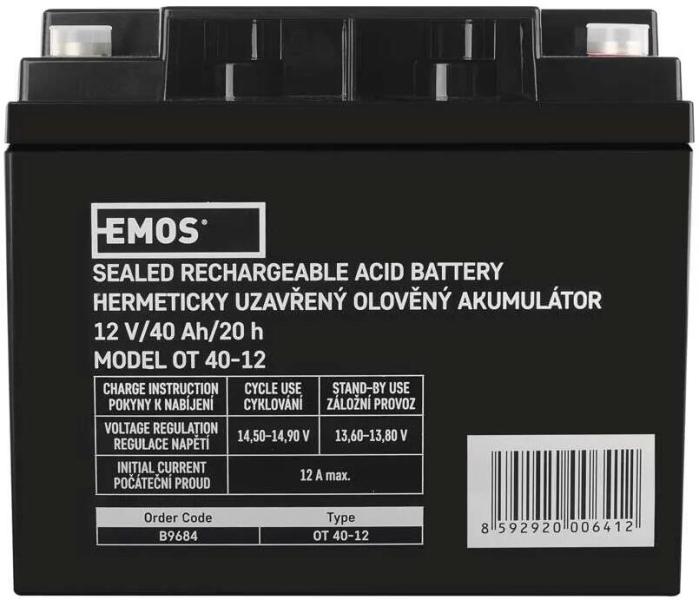 EMOS ACCUMULATOR SLA 12V 40AH M6 Wartungsfreier Blei-Akku 12 V/40 Ah (B9684)