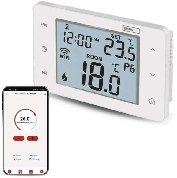 ARDEBO.de EMOS P56201 GoSmart Raumthermostat mit WiFi, programmierbar, verkabelt, weiß (2101900000)