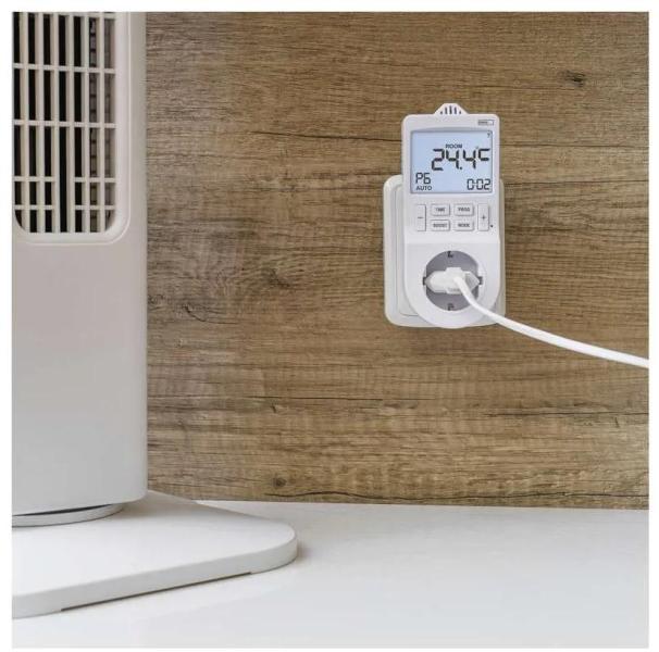 EMOS P5660SH 2in1 Steckdosenthermostat mit digitaler Zeitschaltuhr, Schuko, weiß (2106000200)