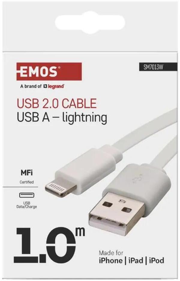 EMOS SM7013W USB Kabel 2.0 A Stecker, i16P Stecker, Länge 1m, weiß (2335071310)