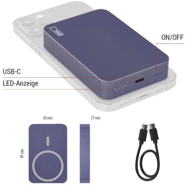 EMOS POWERBANK WI 1046 10000MAH BLUE, 10 000 mAh, 20 W+Wireless, blau (B0551BL)