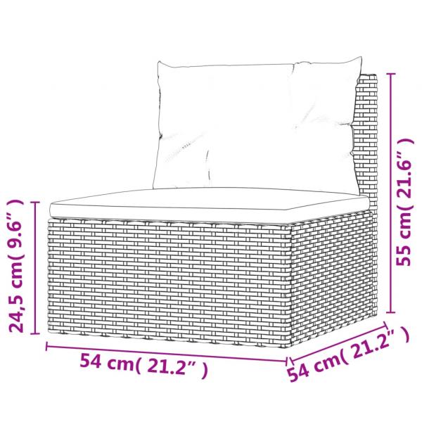 6-tlg. Garten-Lounge-Set mit Kissen Schwarz Poly Rattan