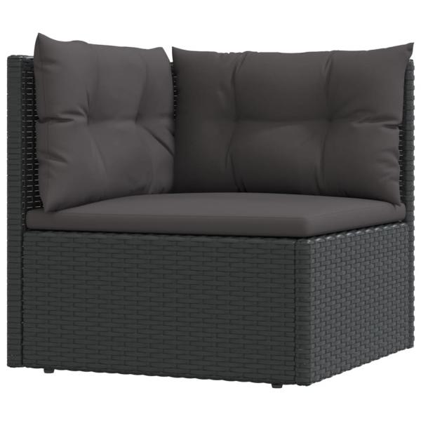 7-tlg. Garten-Lounge-Set mit Kissen Schwarz Poly Rattan