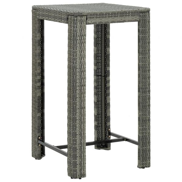 3-tlg. Gartenbar-Set Grau Poly Rattan & Massivholz Akazie