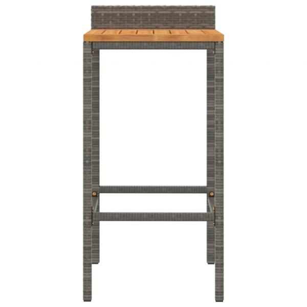 Barhocker 4 Stk. Grau Poly Rattan und Massivholz Akazie