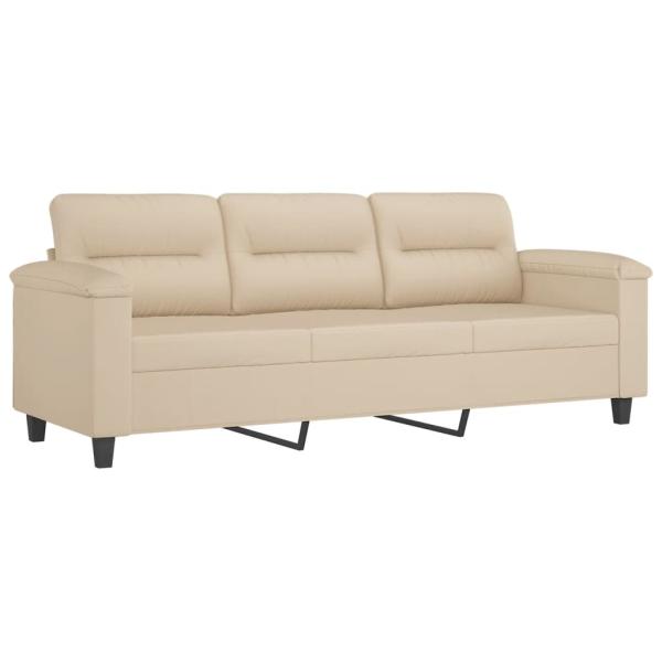 3-Sitzer-Sofa mit Hocker Creme 180 cm Mikrofasergewebe