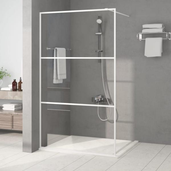 ARDEBO.de - Duschwand für Begehbare Dusche Weiß 115x195 cm ESG-Klarglas