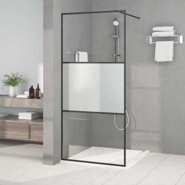 ARDEBO.de - Duschwand für Begehbare Dusche Schwarz 90x195cm Halbmatt ESG