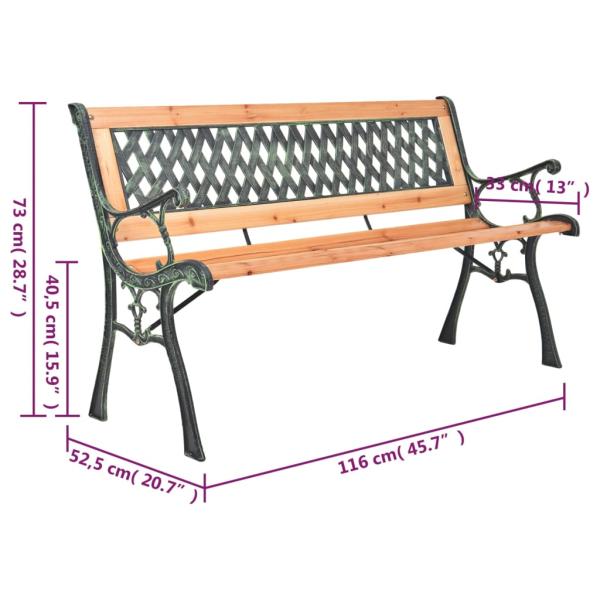 Gartenbank 116 cm Gusseisen und Massivholz Tanne