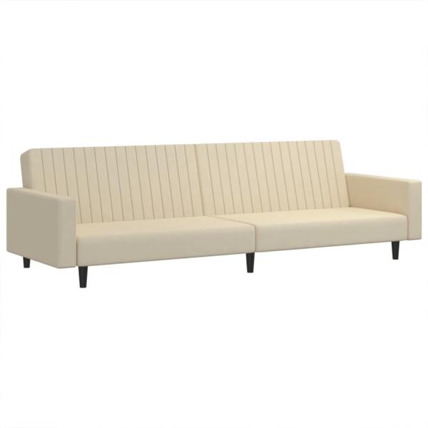 Schlafsofa 2-Sitzer Creme Samt