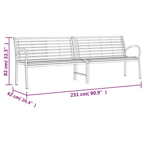 Gartenbank Braun 231 cm Holz & Pulverbeschichteter Stahl