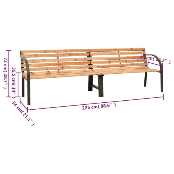 Doppel-Gartenbank 225 cm Massivholz Tanne