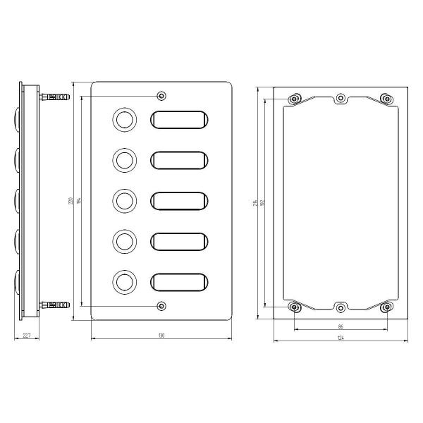 Grothe ETA 505 V2A AP Etagenplatte, 5 WE, 130 x 220 x 19 mm (55505)