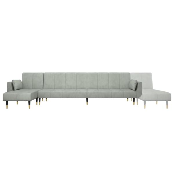 Schlafsofa in L-Form Hellgrau 275x140x70 cm Samt