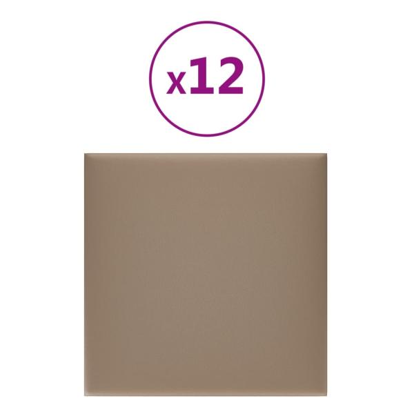 Wandpaneele 12 Stk. Cappuccino-Braun 30x30cm Kunstleder 1,08 m²