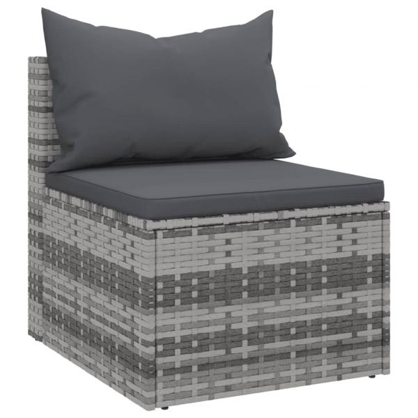 Garten-Mittelsofas mit Kissen 2 Stk. Grau Poly Rattan