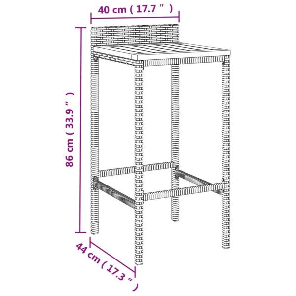 9-tlg. Gartenbar-Set Grau Poly Rattan & Massivholz Akazie