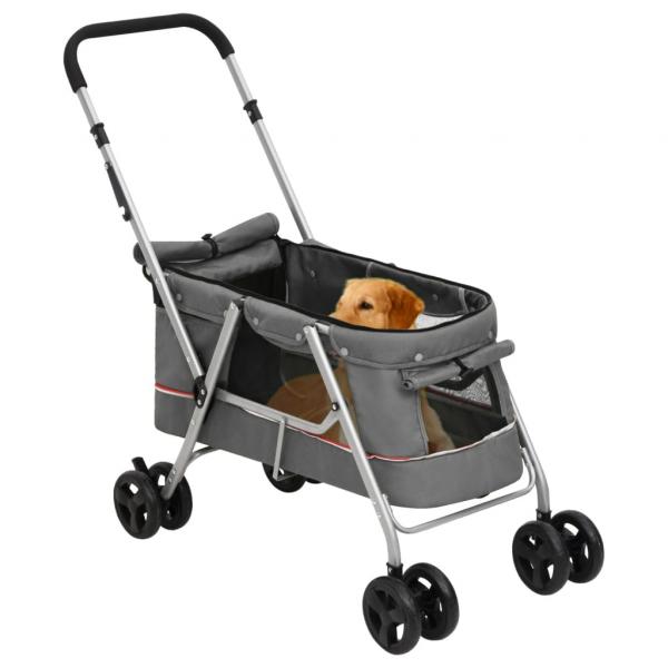 Hundewagen Faltbar Grau 100x49x96 cm Leinenstoff