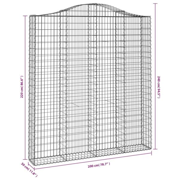 Gabionen mit Hochbogen 2 Stk. 200x30x220/240cm Verzinktes Eisen