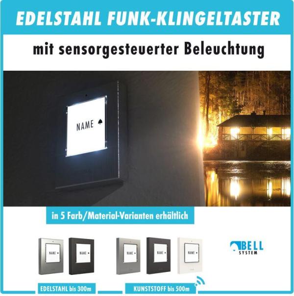 M-E BELL-501-TX-EG Funk-Klingeltaster für 1-Familien-Haus, Edelstahl gebürstet(41409)