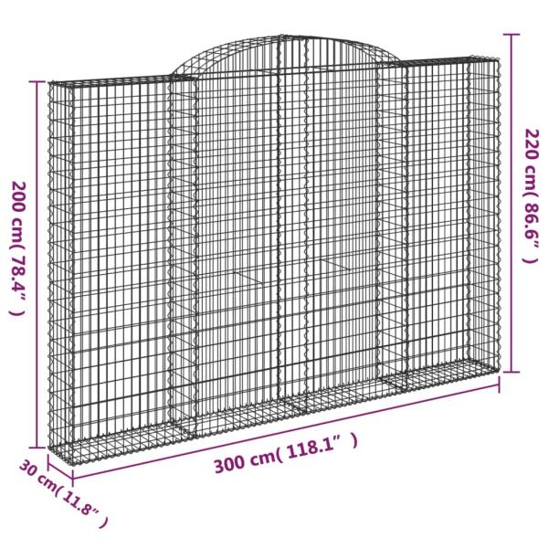 Gabionen mit Hochbogen 2 Stk. 300x30x200/220cm Verzinktes Eisen