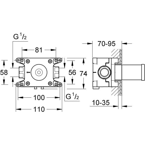 GROHE Grohtherm F Einbaubox, für Wandanschlussbogen 26878000 (35107000)