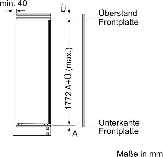 Neff KI2821SE0 N30 Einbaukühlschrank, Nischenhöhe 177,5 cm, 280 L, mit Gefrierfach, Schlepptürtechnik, Super Cooling, Vario Zone, Fresh Safe