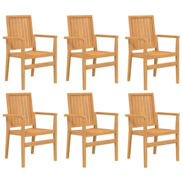 Gartenstühle 6 Stk. Stapelbar 56,5x57,5x91 cm Massivholz Teak