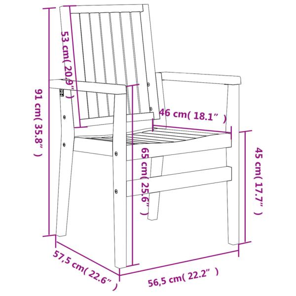 Stapelbare Gartenstühle 2 Stk. 56,5x57,5x91 cm Massivholz Teak