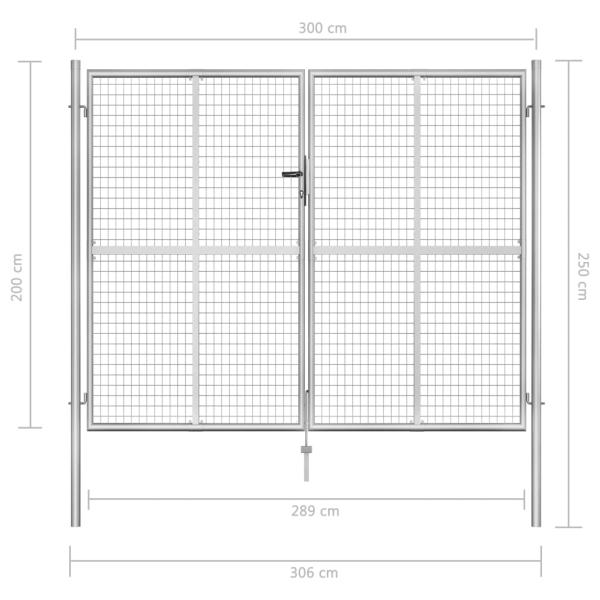 Gartentor Verzinkter Stahl 306 x 250 cm Silbern