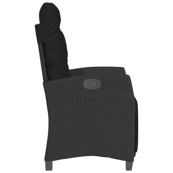 Gartensessel mit Fußteil 2 Stk. Verstellbar Schwarz Poly Rattan