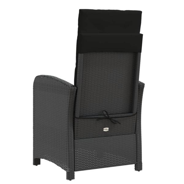 Gartensessel mit Fußteil 2 Stk. Verstellbar Schwarz Poly Rattan