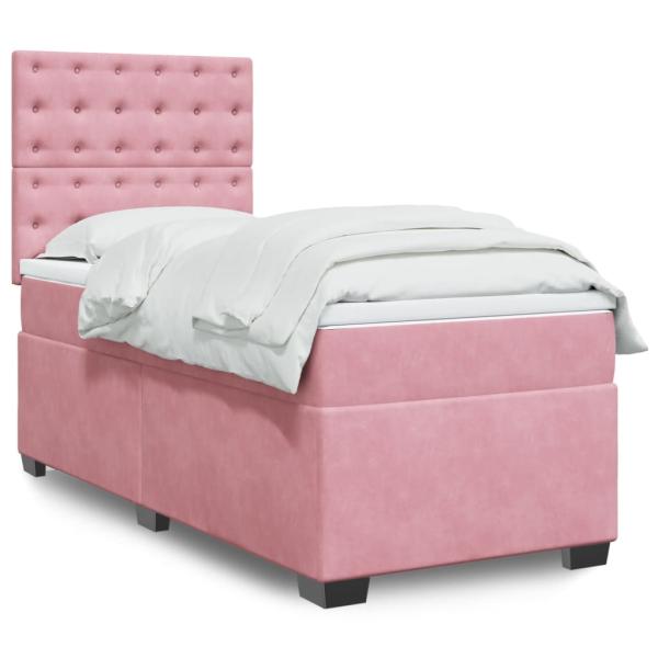 ARDEBO.de - Boxspringbett mit Matratze Rosa 80x200 cm Samt