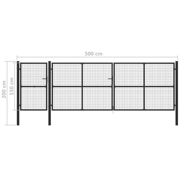 Gartentor Stahl 500×150 cm Anthrazit