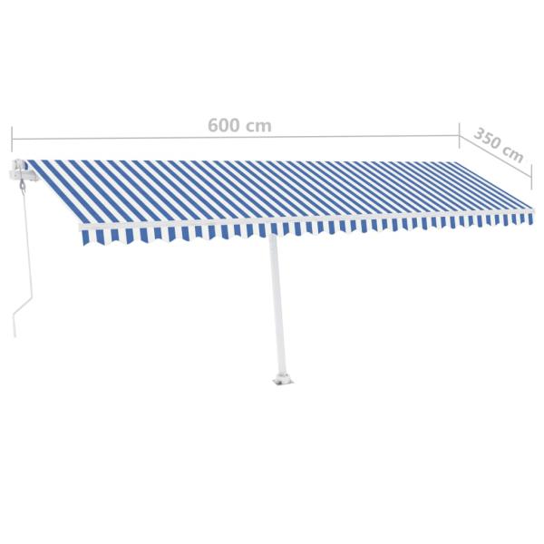 Standmarkise Automatisch 600x350 cm Blau/Weiß