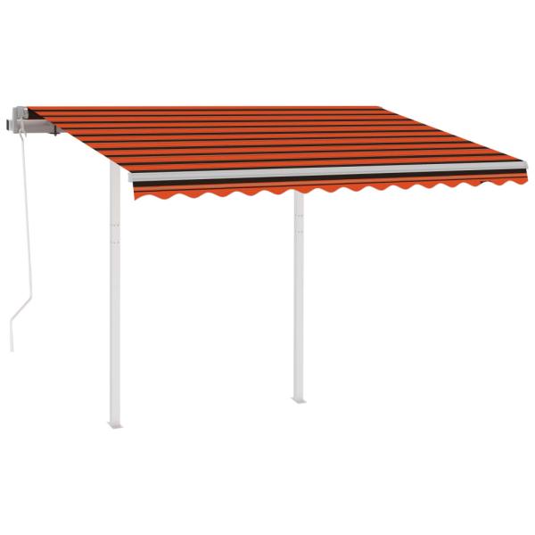 Markise Automatisch Einziehbar mit Pfosten 3x2,5 m Orange Braun