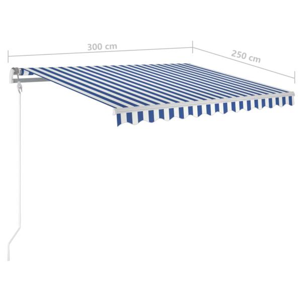 Markise Automatisch Einziehbar 300x250 cm Blau und Weiß