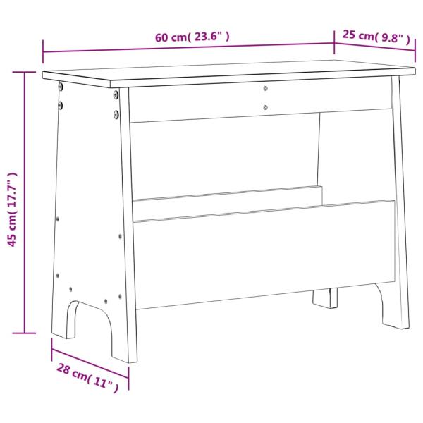 Flurbank 60x28x45 cm Massivholz Kiefer