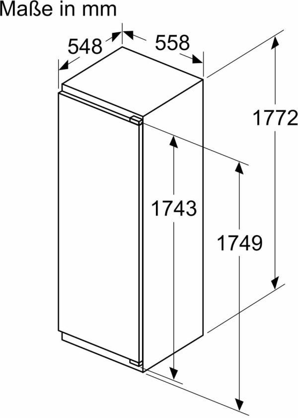 Neff KI1813DD0 N70 Einbau Kühlschrank, Nischenhöhe 177,5 cm, 310 L, ohne Gefrierfach, Festtürtechnik, LED-Beleuchtung, FreshSafe, weiß