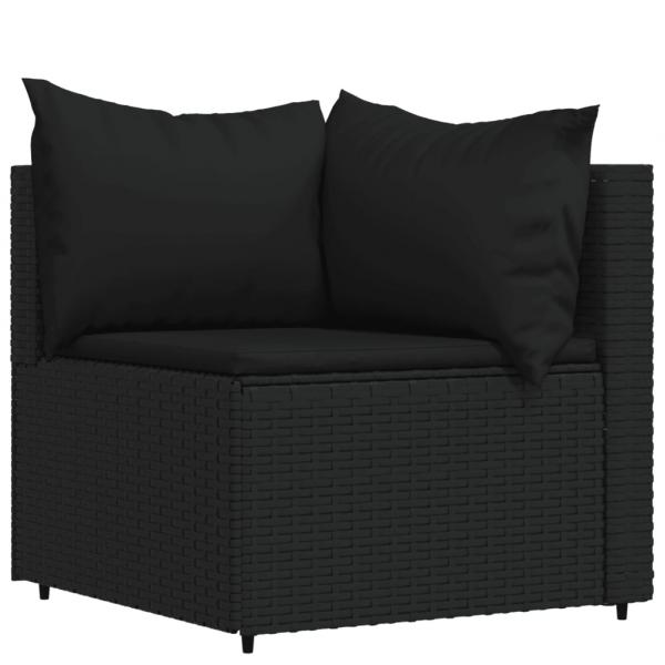 4-tlg. Garten-Lounge-Set mit Kissen Schwarz Poly Rattan