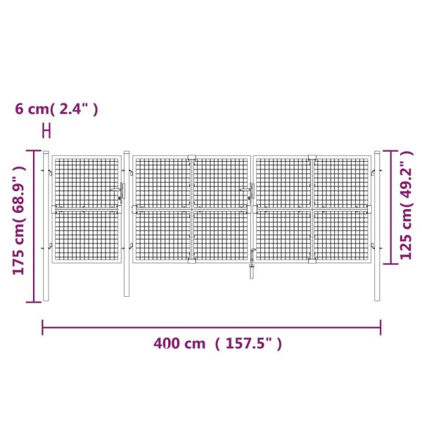 Mesh-Gartentor Anthrazit 400x175 cm Verzinkter Stahl