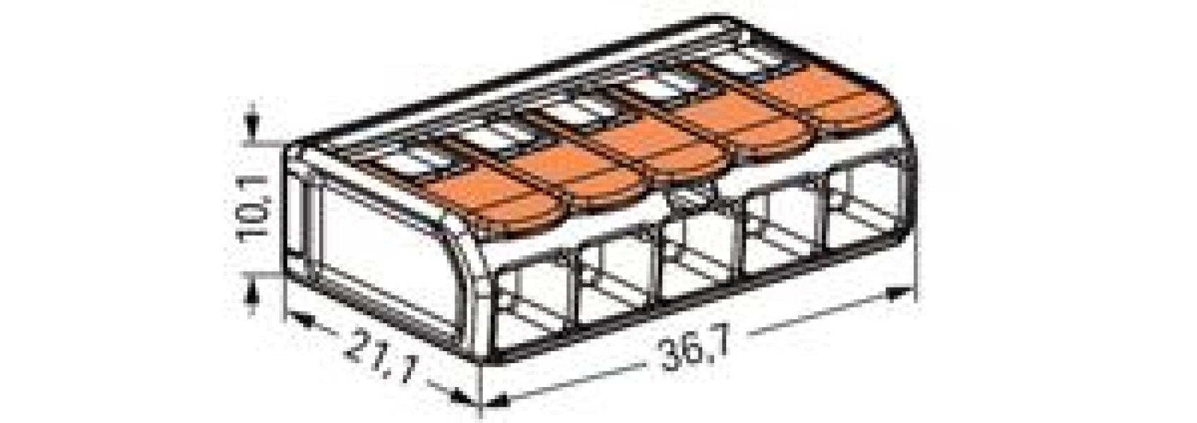 WAGO Kontakttechnik WAGO 221, 5-Leiter-Klemme 5x0,5-6mm², transparent (15 ST)