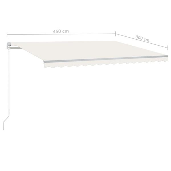 Markise Automatisch Einziehbar mit Pfosten 4,5x3 m Creme